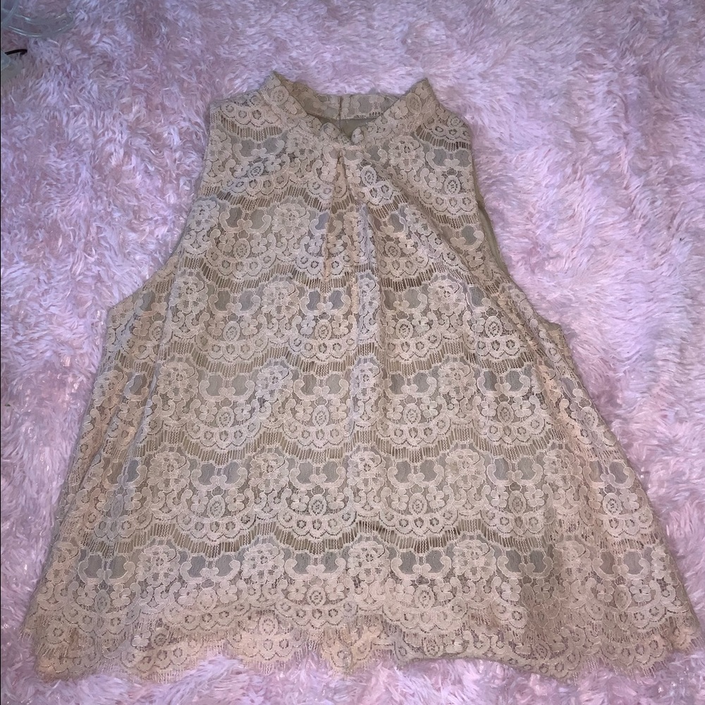 Cream Lace Tank Blouse